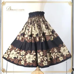 フラダンス 衣装 パウスカート ブラック系 ハイビスカス柄 植物柄 花柄 ハワイアンプリント アロハ フラ ダンス レッスン 練習 シングル スカート ブラウン系 ベージュ系 黒 茶 華やか かわいい おしゃれ 上品 大人っぽい フラダンス衣装 フラダンス用