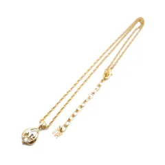 ニナリッチ NRロゴ ラインストーン ペンダント ネックレス ゴールド 中古 美品 NINA RICCI NR Rhinestone Teardrop Pendant Necklace Gold Brass