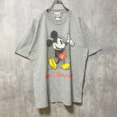 古着 used　Disney　ディズニー　ミッキー　Mickey Mouse　半袖プリントTシャツ　グレー　キャラクター