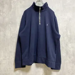 古着 used　NAUTICA ノーティカ　長袖ハーフジップスウェット　トレーナー　ネイビー　ワンポイントロゴ刺繍　ハイネック