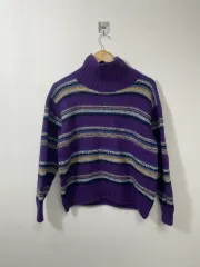 日本ヴィンテージ ヘビーウール タートルネック セーター M L - K40