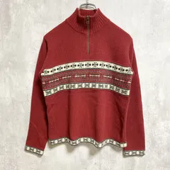 古着 used　 ～90s　Eddie Bauer エディーバウアー　ハーフジップニットセーター　ヴィンテージ　赤　Sサイズ