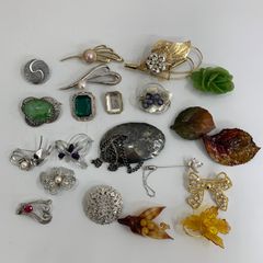 ヴィンテージ】大粒アメジストブローチ入 アクセサリー 11点まとめ売り 