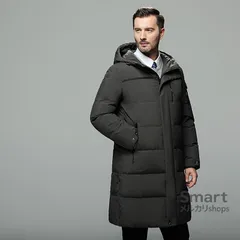 ダウンコート メンズ フード付き ミドル丈 厚手 防寒 冬 カジュアル アウター M260120-3