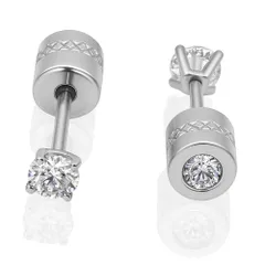レディース サージカルステンレス ねじ式 立爪ジュエル キュービックジルコニア ネジ式ピアス ピアス つけっぱなし リバーシブル メンズ レディース ファーストピアス HSP セカンドピアス 2個セット 1ペア 両耳用 男女兼用