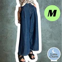 レディース ワイドパンツ デニム ビッグシルエット ガウチョパンツ シンプル 定番 (z)