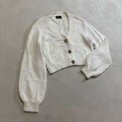 【訳ありセール】evelyn  （エブリン） シャギーニットカーディガン レディースフリーサイズ