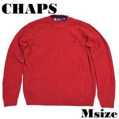 CHAPS 100%コットンニット Mサイズ レッド 赤 チャップス　丸首　クルーネックのサムネイル