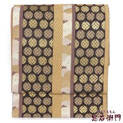 渡文謹製 礼装用 西陣織袋帯 正絹 緯錦 本金箔 花丸文 天井文 F5946 