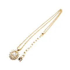 ニナリッチ NR ラインストーン ペンダント ネックレス ゴールド 中古 美品 NINA RICCI NR Rhinestone Circle Pendant Necklace Gold Brass
