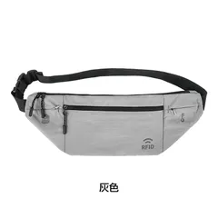 ウエストバッグ ウエストポーチ RFID セキュリティーポーチ スキミング防止 パスポートケース 鞄 海外 旅行 撥水 防水 軽量 多機能 薄型 防犯グッズ 盗難防止 腰ポーチ 斜め掛け 長さ調整可能 アウトドア 灰色