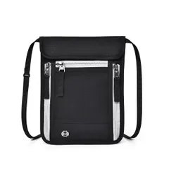 パスポート バッグ ケース 首下げ RFID スキミング防止 軽量 旅行 海外旅行 便利グッズ 薄型 盗難防止 防犯 カードポケット パスポート ポーチ ネックポーチ スキミング 薄い 撥水 首さげ 斜め掛け 2way メンズ レディース ブラック/グレー