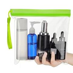 Transparent clear vinyl travel bag, tote bag, tour bag, unisex cover bag, waterproof, rainproof, sturdy, for tours, work, business, and security. Simple, shoulder bag, green.