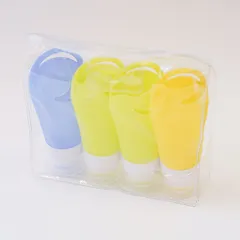 シリコン製旅行用ボトル  ボトルセット トラベル ボトル 携帯 シャンプー ボディソープ 旅行用 シャンプーボトル 化粧水 詰め替えボトル おしゃれ トリートメント 女性 トラベルセット 詰め替え 容器 90mL緑×2,藍,黄(ｶﾗﾋﾞﾅあり) ボトルセット