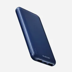 エレコム モバイルバッテリー DE-C66-10000W 大容量 USB PD 対応 type-C usb-A 入出力 ブラック おまかせ充電 急速充電 日本メーカー ブルー