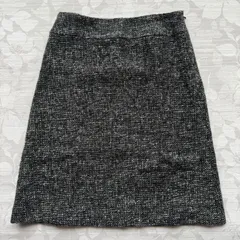 UNITED ARROWS ツイード Aラインスカート 38 黒白ミックス 膝丈