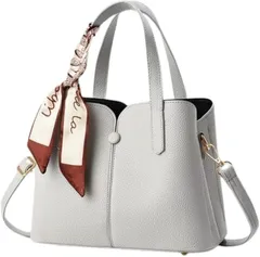 ORIJIRI ショルダーバッグ レディース ハンドバッグ カバン レディースバッグ 人気 大容量 2way スカーフ付属 女性 可愛い PUレザー (ホワイト)