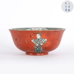 大清康熙年製 五彩 人物故事図 大鉢 直径約20.8cm 色絵 飾り鉢 唐物