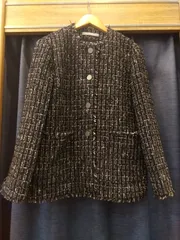 M29  セオリーリュクス　Theory luxe　ツイード　フリンジ　ノーカラー　Nome   Tweed　Molly　ジャケット