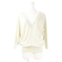 ナチュラルビューティーベーシック NATURAL BEAUTY BASIC ニット セーター 深Vネック 七分袖 ドルマン チュニック 切替 ラメ 薄手 M グレージュ /CK10