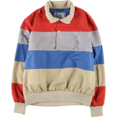 古着 70~80年代 オーシャンパシフィック Ocean pacific ボーダー柄 襟付き ウォームアッププルオーバー メンズM相当/eaa523487のサムネイル