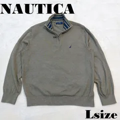 NAUTICA NAVTECH コットン100％ニット Lサイズ　オリーブ カーキ ハーフジップ ノ-ティカ