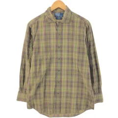 古着 ラルフローレン Ralph Lauren POLO by Ralph Lauren ESTATE CUSTOM FIT ワイドカラー 長袖 コットンチェックシャツ/eaa539304