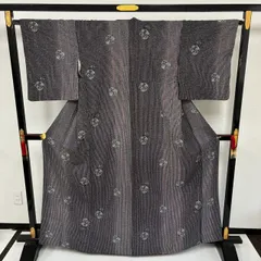 小紋 洗える着物 裄65 縞 素敵なデザイン 化繊 着物 MK-3222