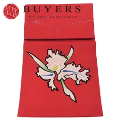 【中古】 名古屋帯 名古屋仕立て 正絹(金銀糸除く) レッド系 マルチカラー 落款あり 洒落帯 レトロ 和装 呉服 和服 きもの レディース 女性