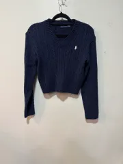 POLO RALPH LAUREN ポロラルフローレン ケーブル Vネック クロップド ニット S