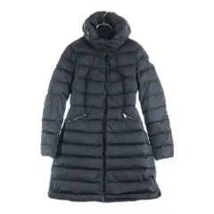 MONCLER (モンクレール) 18AW FLAMMETTE フラメッテ ワッペンロゴ スタンドカラー ジップアップ ダウン ロング ジャケット コート ブラック レディース D20934993105 54155