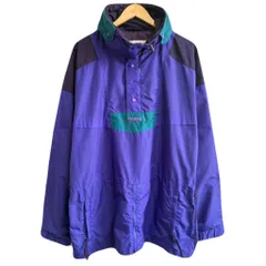 90's Columbia コロンビア マウンテンパーカー アノラックパーカー プルオーバー フード付き ハーフジップ ハーフボタン 青紫×紫×エメラルドグリーン XLサイズ No.G792