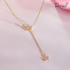 クラウンネックレス 王冠 ペンダント CZダイヤ Y字 レディース 上品 繊細 プリンセス クイーン プレゼント ギフト バレンタイン 卒業式 入学式 大人可愛い デイリー チェーンの長さ調整 スライド式