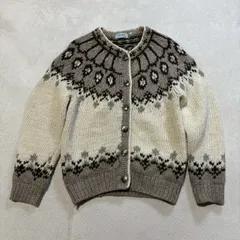 The Blue ヴィンテージ 毛100％ ノルディック柄 長袖ニットセーター レディースMサイズ