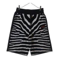 BURBERRY (バーバリー) ゼブラ総柄 ラバーロゴワッペン ジャガード ウール ニット ショート ハーフパンツ ショーツ ブラック/ホワイト 8029411