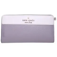 Kate Spade (ケイトスペード) ロゴ カードケース ロングウォレット 長財布 ホワイト×グレー レザー