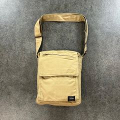 Made in Japan, discontinued PORTER CUBE by Yoshida Kaban. Shoulder/Crossbody bag, beige ripstop nylon, unisex.