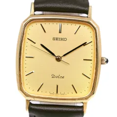 【SEIKO】セイコー ドルチェ 5E31-5A80 ステンレススチール×型押しレザー クオーツ アナログ表示 レディース ゴールド文字盤 腕時計