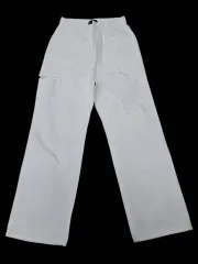ホワイト ダメージ ワイド デニム パンツ