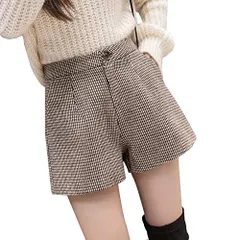 【特価商品】美脚効果 おしゃれ ボトムス 無地 ボタン ハイウエスト 短パン ゆったり ポケット付き 暖かい 防寒 厚手 冬 ショートパンツ レディース