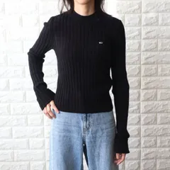トミージーンズ ロゴ コットン リブセーター レディース ブラック TOMMY JEANS DW0DW15060