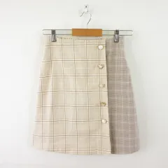 イング INGNI ミニスカート 台形 チェック ベージュ M *T643