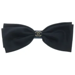 CHANEL (シャネル) ココマーク リボン バレッタ ヘアアクセ ナイロン ブラック 23K