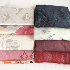 【B】名古屋帯 着物 まとめて8点 セット リメイク 材料 ハギレ  古布 まとめ売り