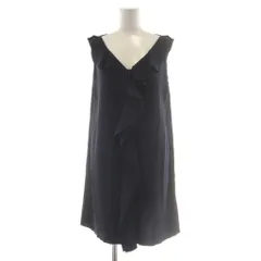 ランバンオンブルー LANVIN en Bleu ワンピース 36 紺 ネイビー Vネック ノースリーブ フリルデザイン /AU