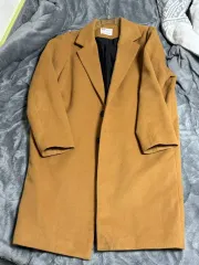 茶色 ブラウン ダブル ボタン ロング コート ユニセックス