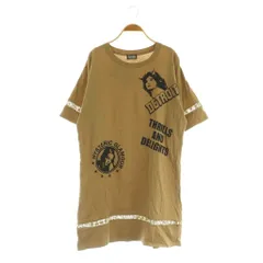 ヒステリックグラマー HYSTERIC GLAMOUR カットソーワンピース ミニ 五分袖 オーバーサイズ プリント F ベージュ /MY ■OS