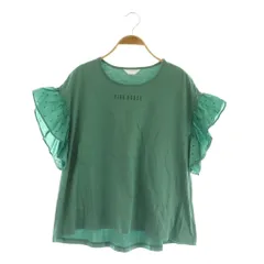 ピンクハウス PINK HOUSE 水玉プリント使いチュニックカットソー フリル 半袖 グリーン /MY ■OS