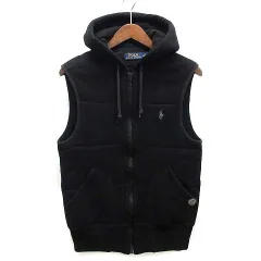 ポロ ラルフローレン POLO RALPH LAUREN スウェット フーディ ベスト ワンポイント ブラック 黒 XS