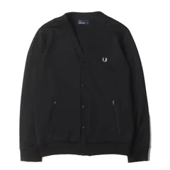 FRED PERRY フレッドペリー カーディガン ブラック 黒 サイズ:S | ローレル刺繍 Vネック ジャージ カーディガン JERSEY CARDIGAN 日本製 | トップス 長袖【メンズ】【中古】